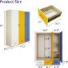 Doors Bedroom Armoire Wardrobe Closet Cabinet, Wardrobe Closet with Hanging Rod, Wood Closet Wardrobe for Large Storage, Armoires and Wardrobes with D
