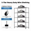 Steel Storage Shelving 5-Tier Utility Shelving Unit Steel Organizer Wire Rack with Wheels for Home,Kitchen,Office,Garage, 1750 LBS Capacity 17.7" D x