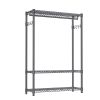 3 Tier Heavy Duty Rolling Garment Rack Wire Clothes Rack for Hanging Clothes, Metal Freestanding Closet Wardrobe with 1 Rods and Wheels Black Chrome 1